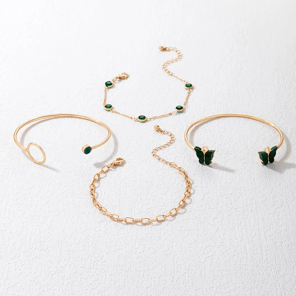 4 Pulseras Cristal De Mariposa