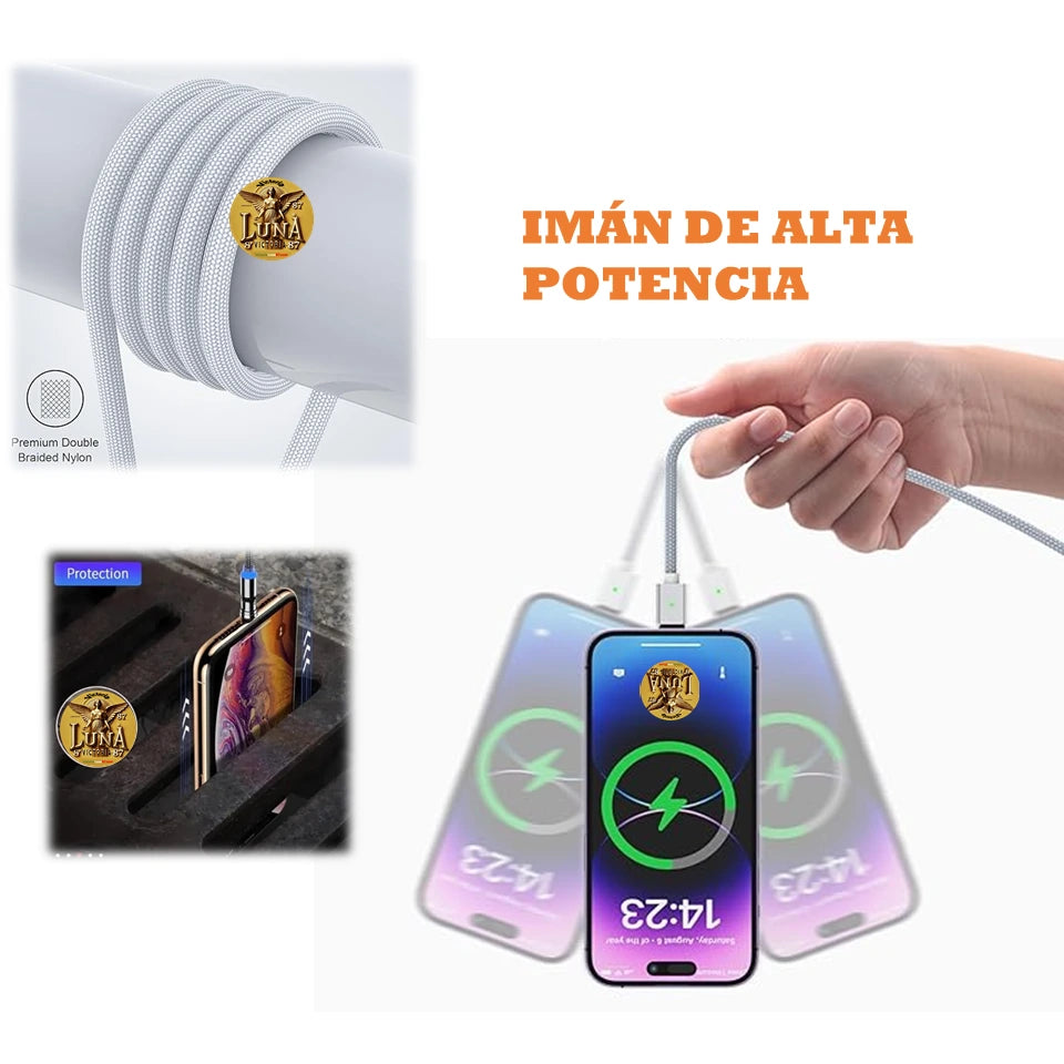 Cable Magnetico Iman 3 en 1 Carga Rapida USB Tipo C