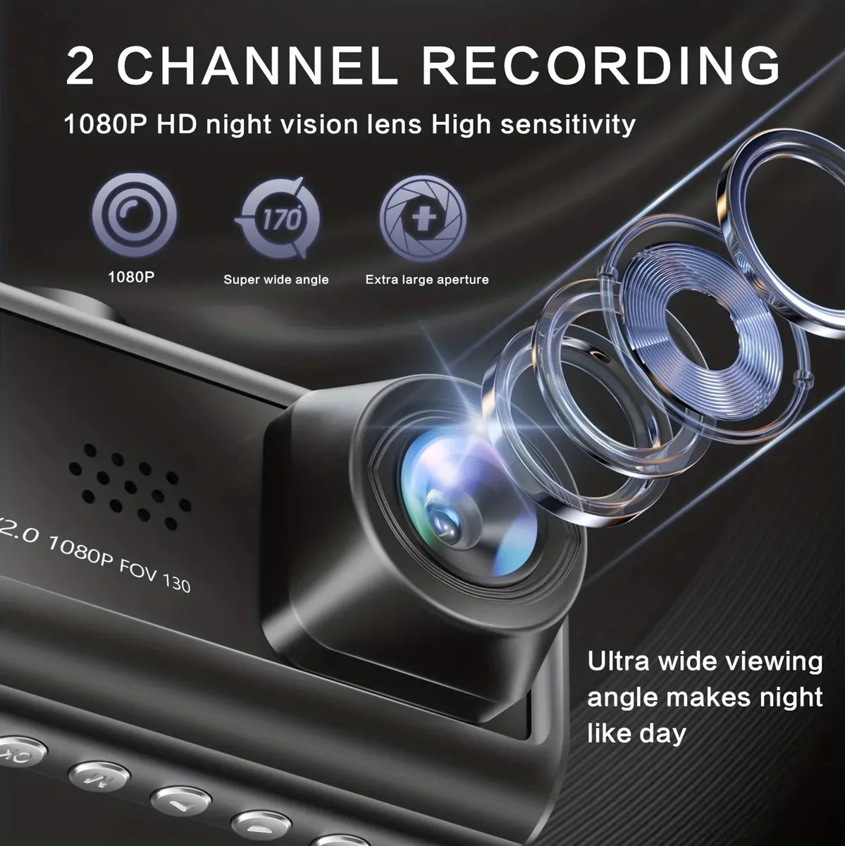 Camara de Carro 3 Lentes DVR Cam 1080p