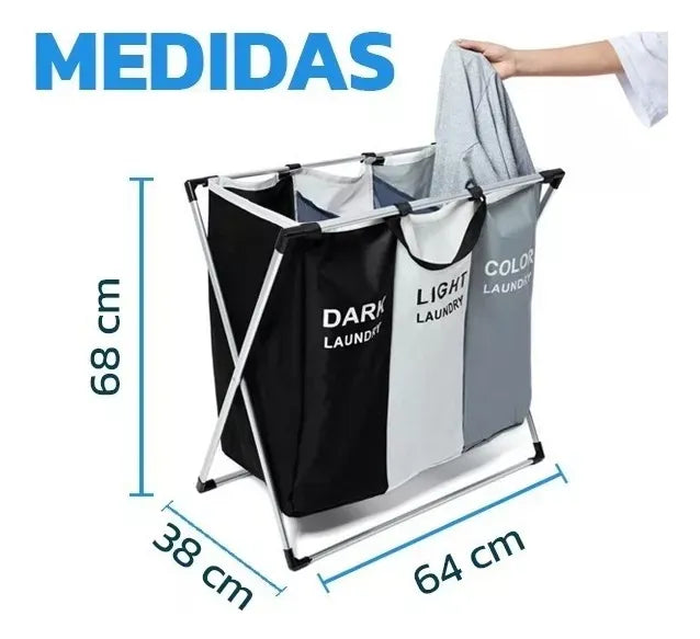 Cesto Triple Plegable Para Ropa Sucia