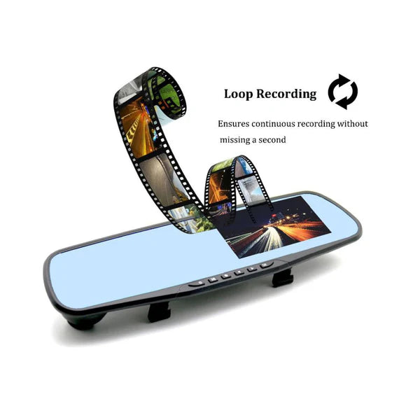 Camara de Carro Full HD Espejo Retrovisor con Doble Camara (Frontal y Reversa)