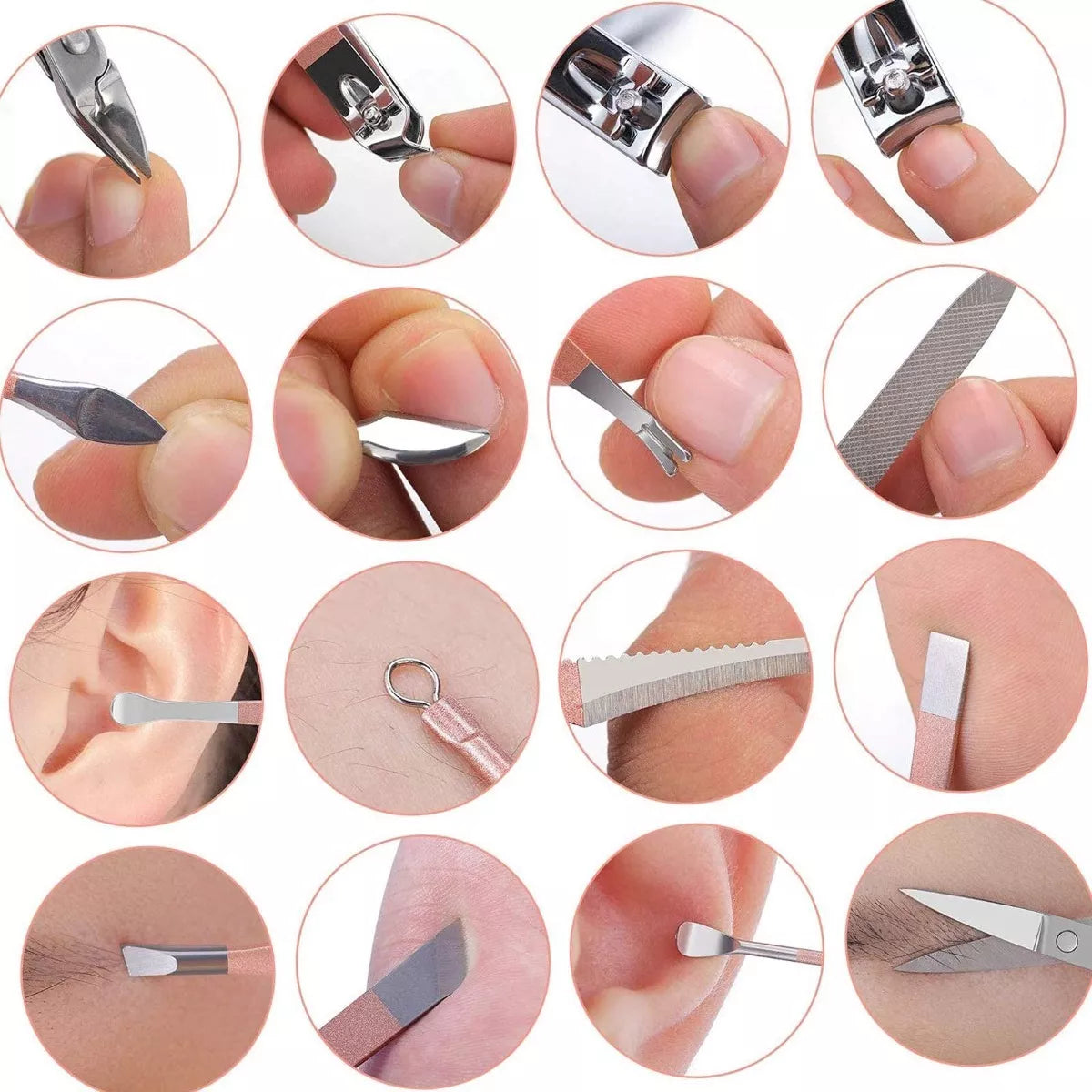Kit Manicure Pedicure & Cuidado Facial 16 Piezas en 1 Estuche