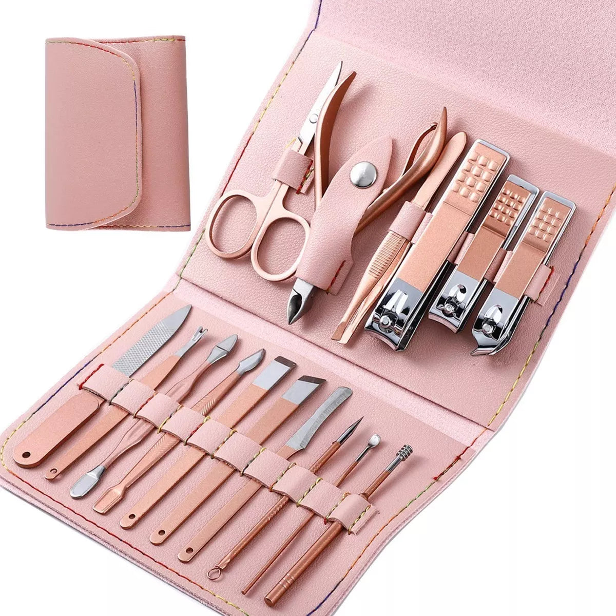 Kit Manicure Pedicure & Cuidado Facial 16 Piezas en 1 Estuche
