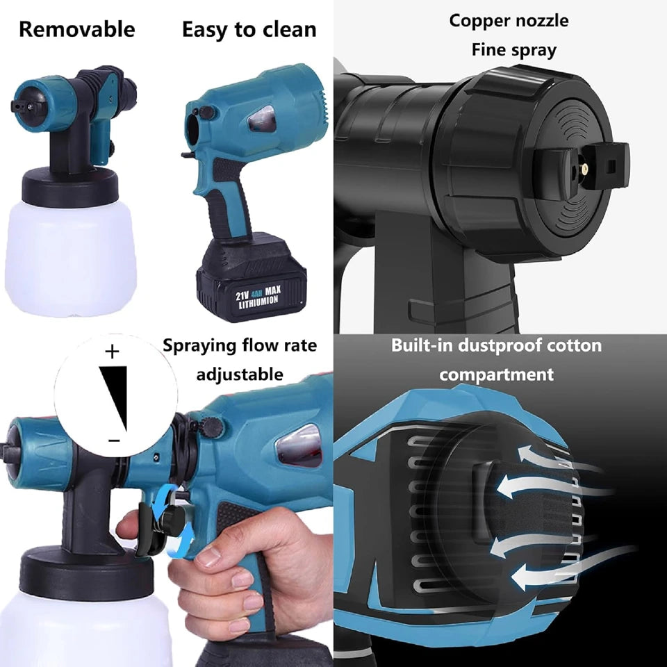 Pistola de Pintura Inalámbrica con 2 Baterías