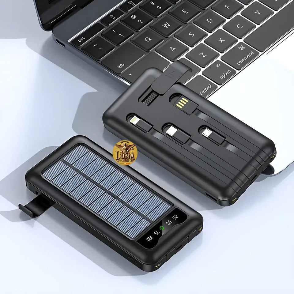 Power Bank Bateria Portatil Carga Solar con 4 Cables