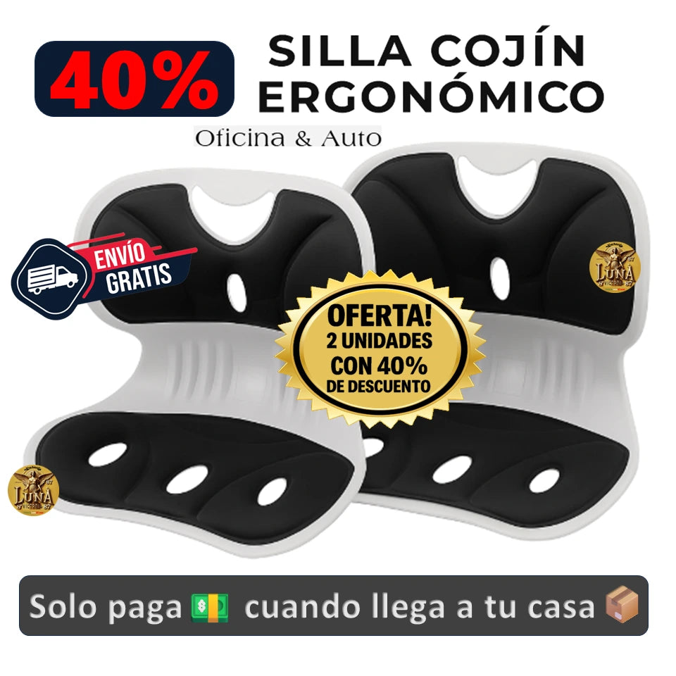 Silla Cojin Ergonomico Para Area Lumbar Color Negro | Oficina & Auto