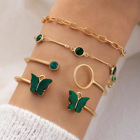 4 Pulseras Cristal De Mariposa