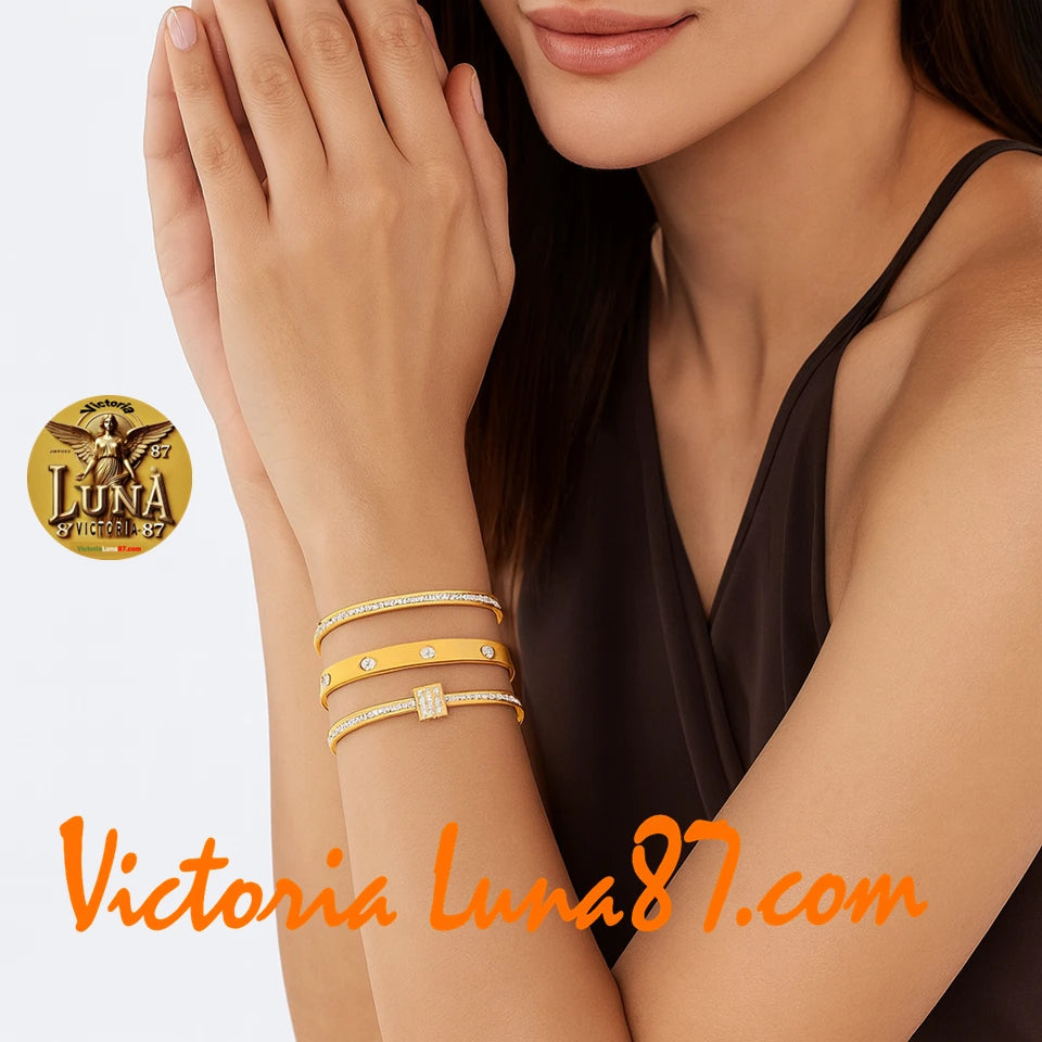 3 Brazaletes Dorados💫Acero Inoxidable Set | Elegancia y Lujo Accesible para Mujer