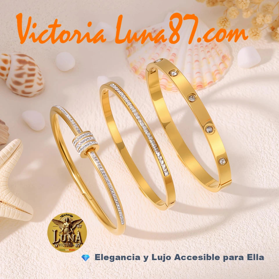 3 Brazaletes Dorados💫Acero Inoxidable Set | Elegancia y Lujo Accesible para Mujer