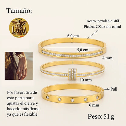 3 Brazaletes Dorados💫Acero Inoxidable Set | Elegancia y Lujo Accesible para Mujer