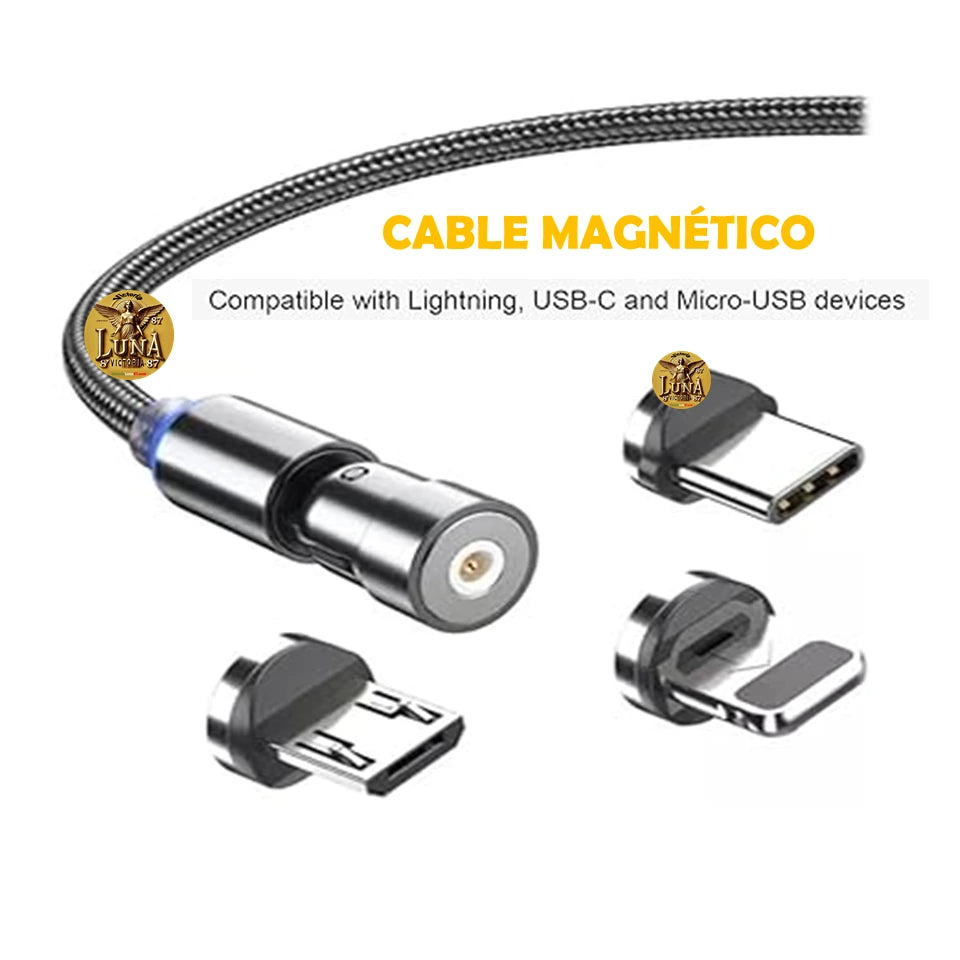 Cable Magnetico Iman 3 en 1 Carga Rapida USB Tipo C