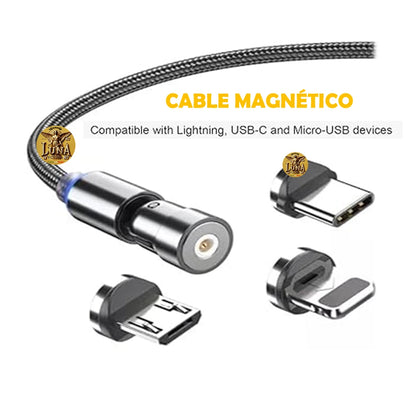 Cable Magnetico Iman 3 en 1 Carga Rapida USB Tipo C