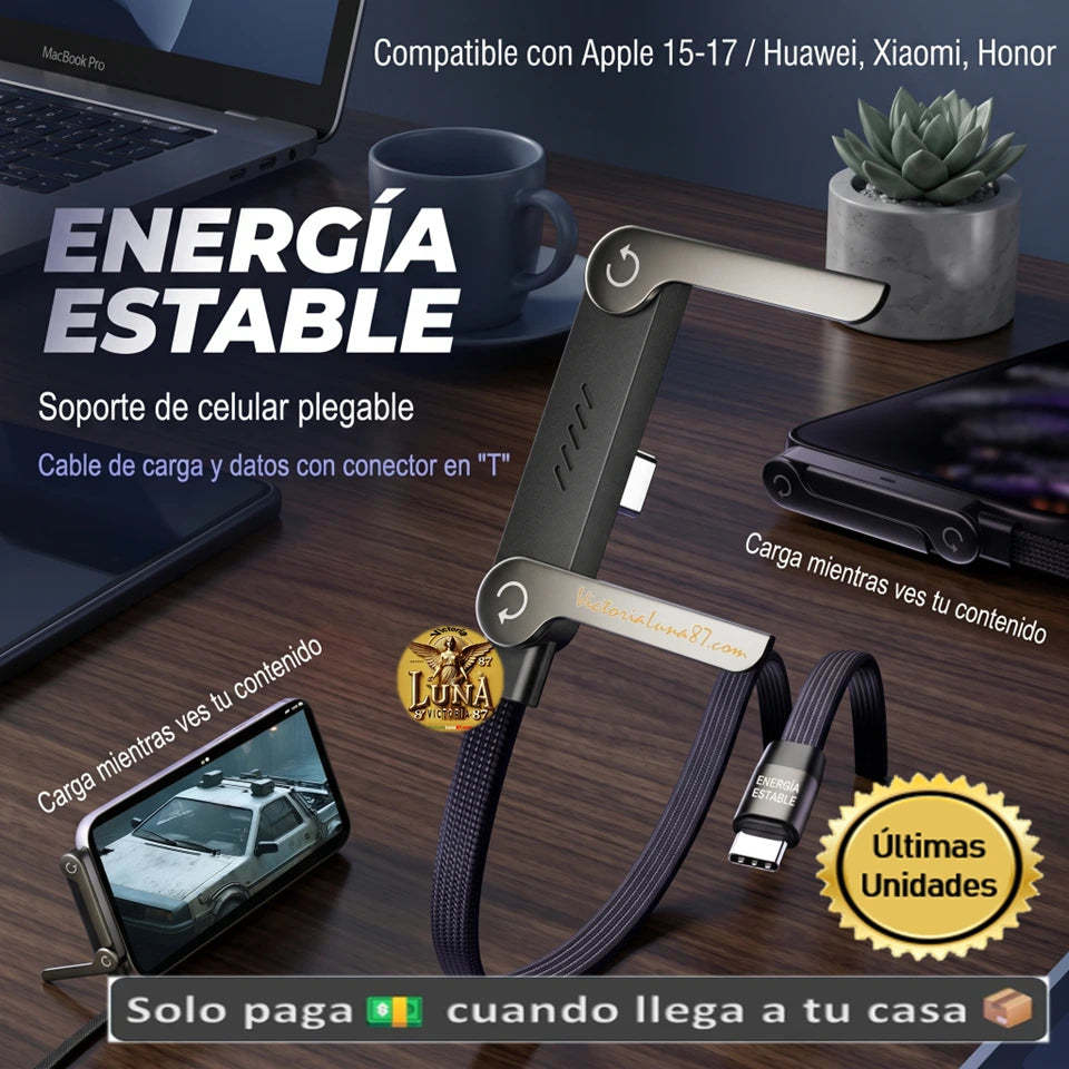🛡️MagLink Armor 240w™ Cable Magnetico con Soporte y Carga Universal