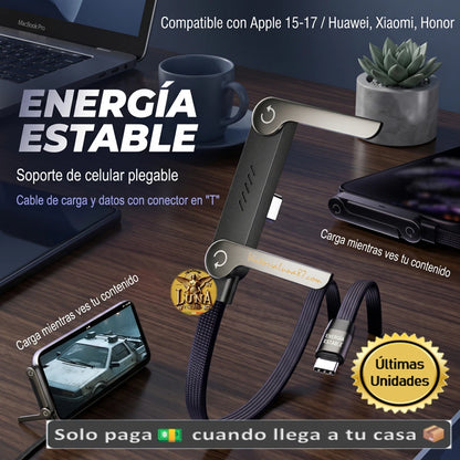 🛡️MagLink Armor 240w™ Cable Magnetico con Soporte y Carga Universal