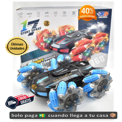 🚗Carro Stunt 4x4 Pro: Doble Control (Reloj y Mano) + Efecto Vapor LED