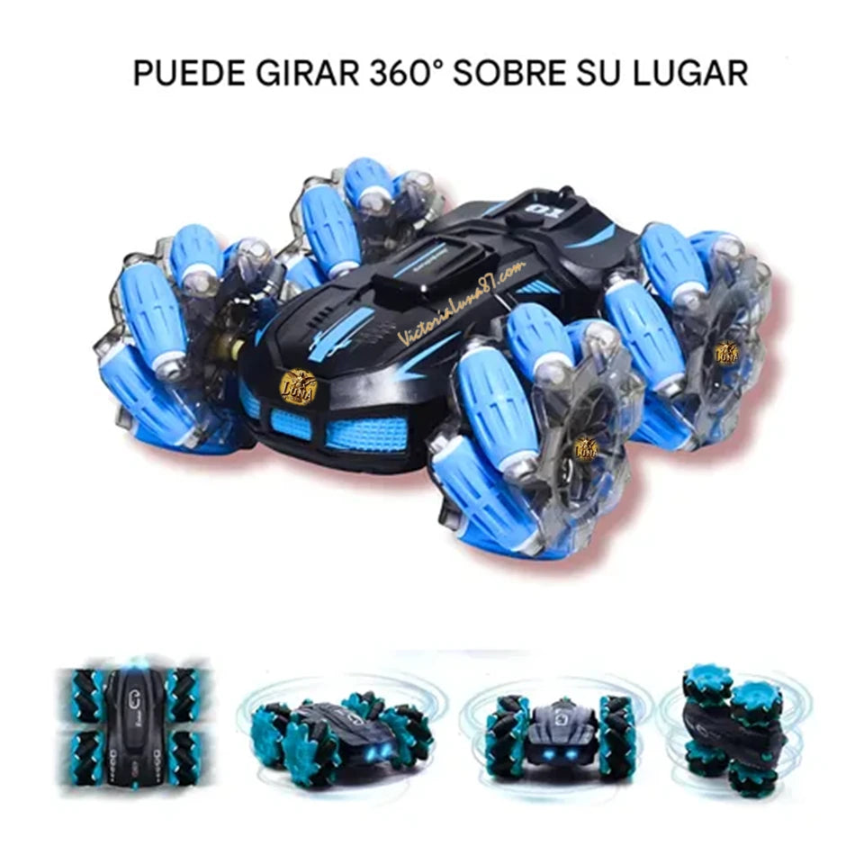 🚗Carro Stunt 4x4 Pro: Doble Control (Reloj y Mano) + Efecto Vapor LED
