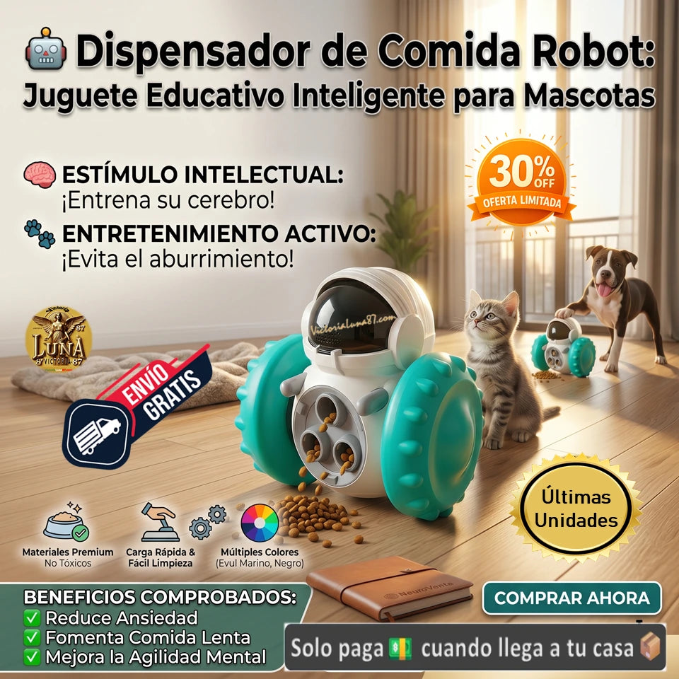 🤖Dispensador de Comida Robot: Juguete Educativo Inteligente para Mascotas