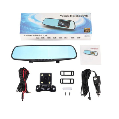 Espejo Retrovisor con Doble Camara Full HD y Camara de Reversa