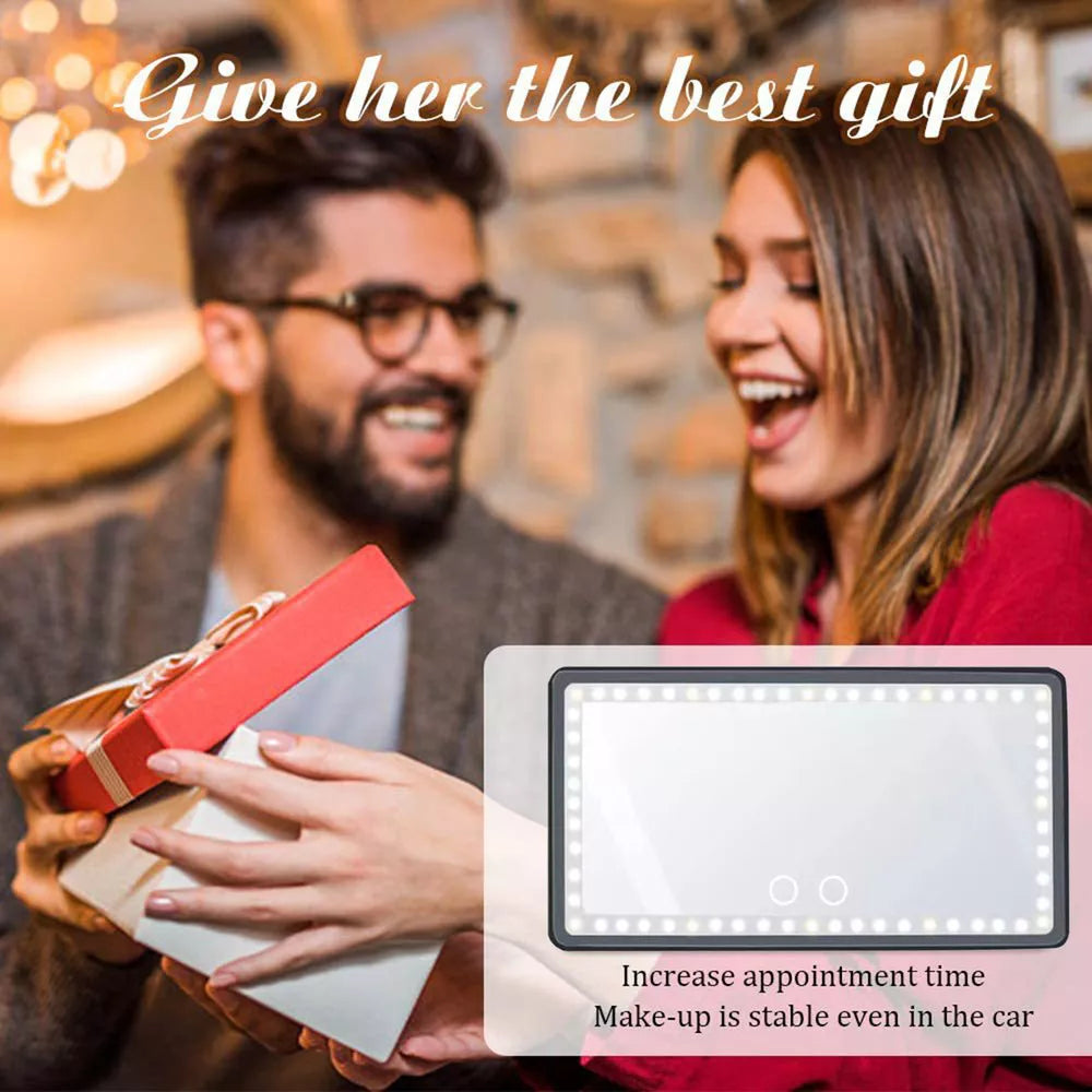 Espejo de Maquillaje con Luz LED Recargable para Auto