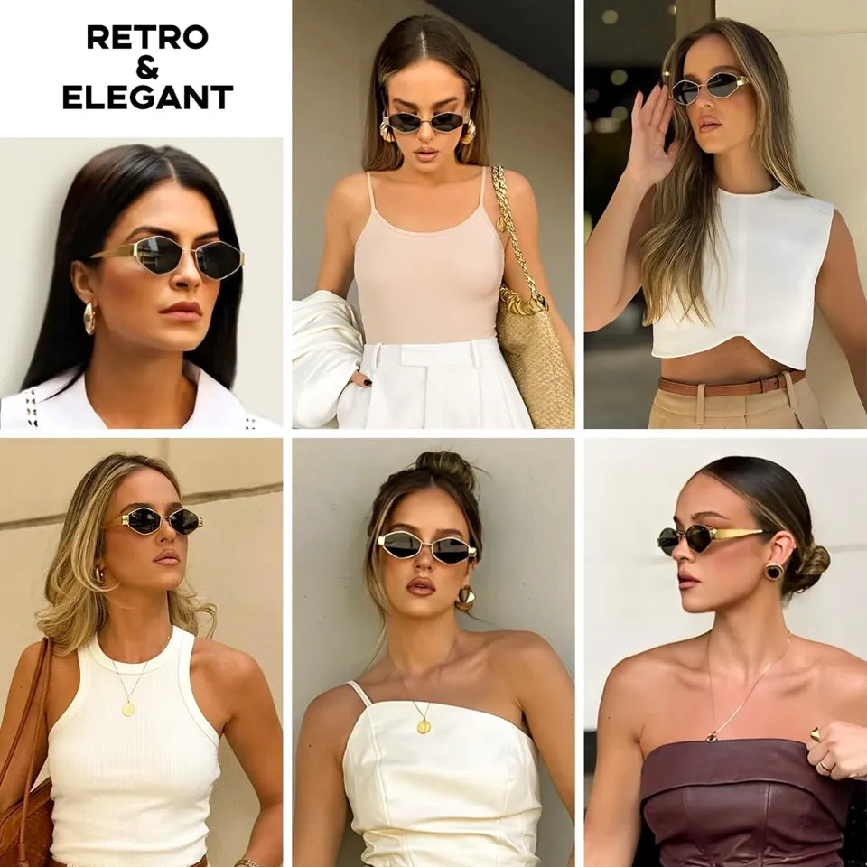 😎Gafas de Sol Hexagonales Marco Dorado con Lente Negro