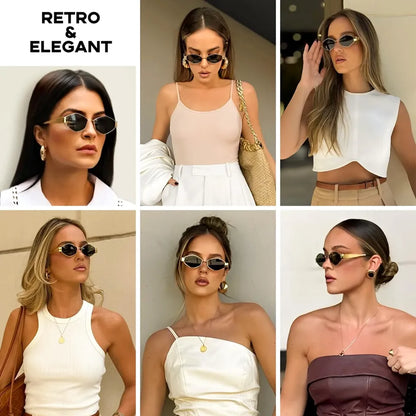 😎Gafas de Sol Hexagonales Marco Dorado con Lente Negro