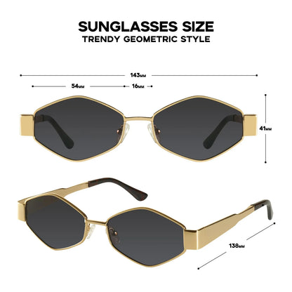 😎Gafas de Sol Hexagonales Marco Dorado con Lente Negro