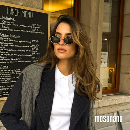 😎Gafas de Sol Hexagonales Marco Dorado con Lente Negro