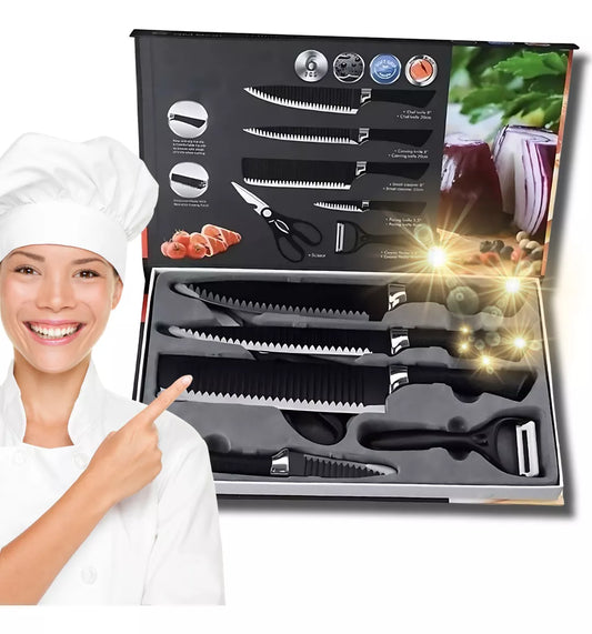 Kit Set Cuchillos x 6 piezas profesionales acero inoxidable