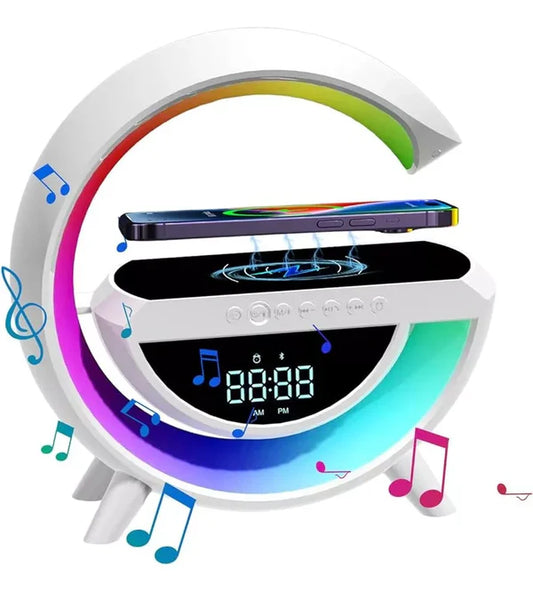 Lampara G Parlante Bluetooth | Cargador Inalambrico RGB Reloj