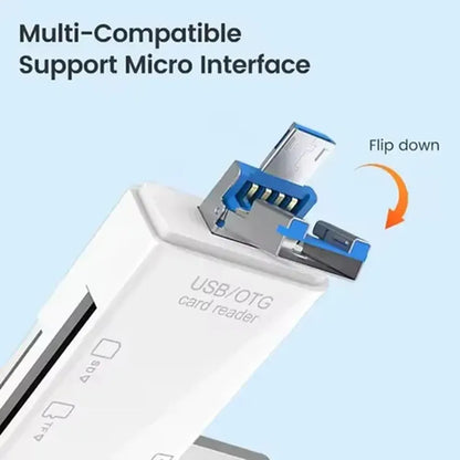📲6 en 1📲Lector De Tarjetas Sd Micro Sd Usb C Otg 2.0 Para Celular Pc Blanco