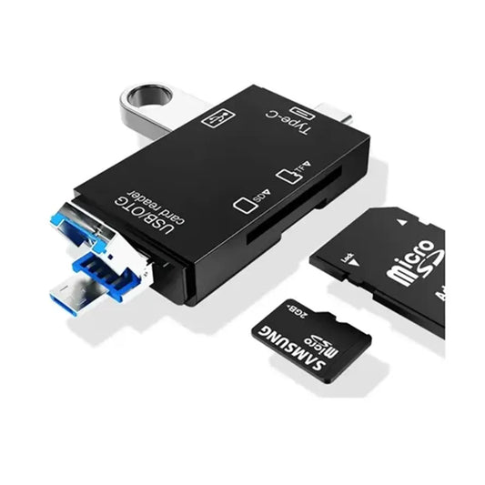 6 en 1 📲 Lector De Memorias Sd Micro Sd Usb C Otg 2.0 Para Celular Pc Negro