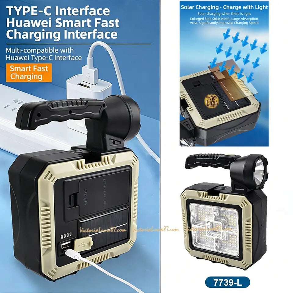 🔦Linterna Lampara Solar Power Bank + Kit De Herramientas