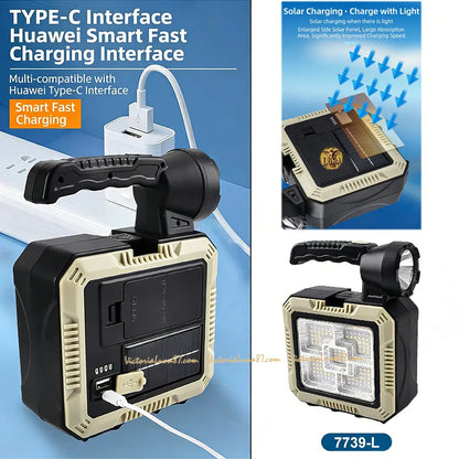 🔦Linterna Lampara Solar Power Bank + Kit De Herramientas