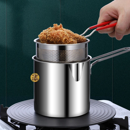 🥘Olla Freidora Compacta de Acero Inoxidable con Cesta Coladora