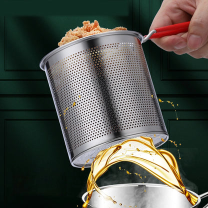 🥘Olla Freidora Compacta de Acero Inoxidable con Cesta Coladora