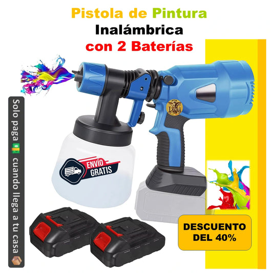 Pistola de Pintura Inalámbrica con 2 Baterías
