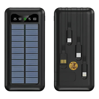 Power Bank Bateria Portatil Carga Solar con 4 Cables