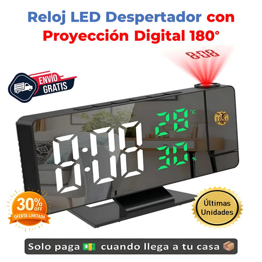 ⏰Reloj LED Despertador con Proyección Digital 180° Compacto