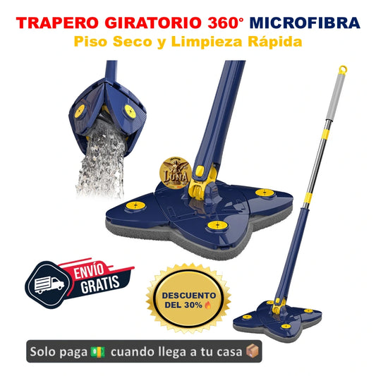 🧼Trapero Giratorio 360° Microfibra – Piso Seco y Limpieza Rápida sin Esfuerzo