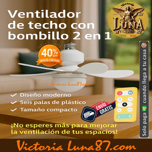 Ventilador de Techo 2 En 1 Con Luz Led Y Control Remoto (42 cm)
