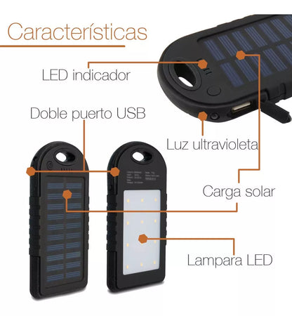 Power Bank Solar  Batería Externa 5000mAh
