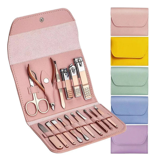 Kit Manicure Pedicure & Cuidado Facial 16 Piezas en 1 Estuche